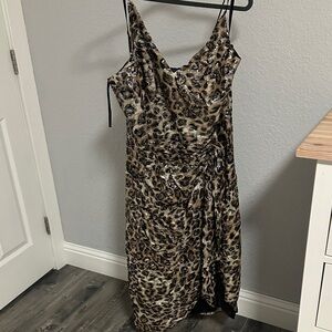 White House Black Market Asymmetrical Leopard Dress
